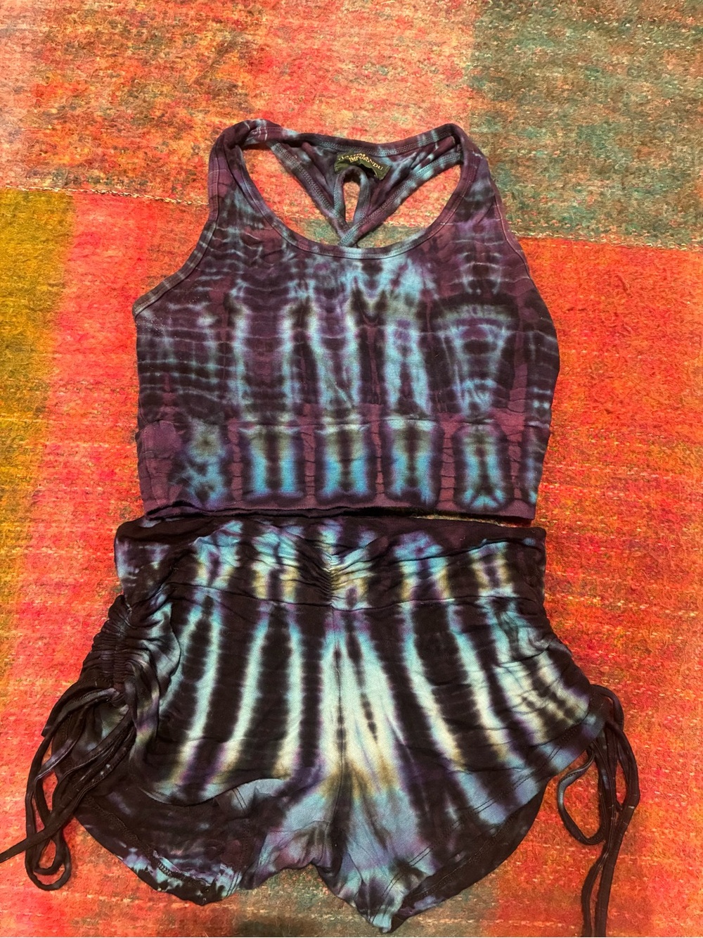 Kathmandu Purple and Teal Tie-Dye Racerback One-Piece Romper